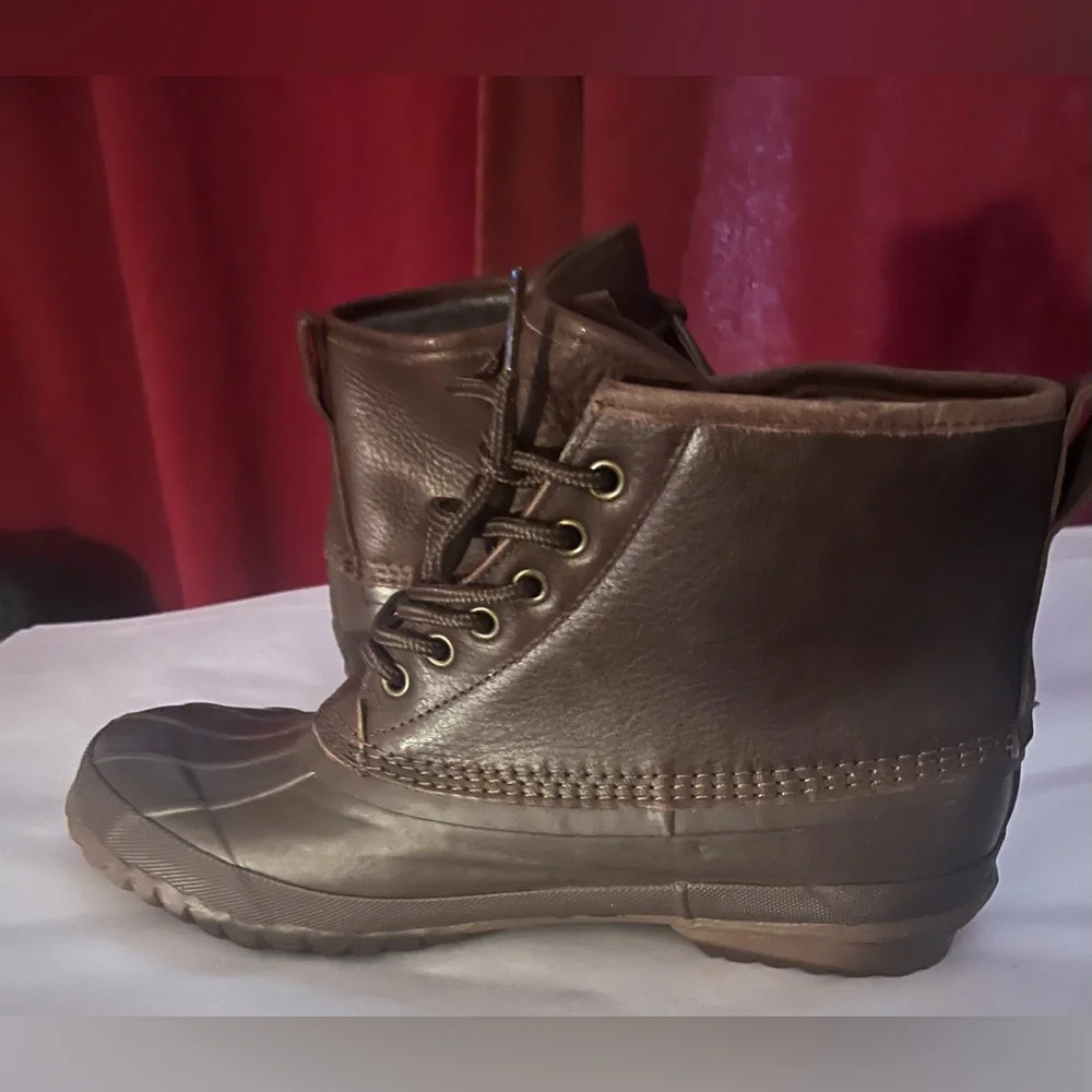 New Men's Heritage duck boots in tumbled leather For Dark Earth Multi, Size 10